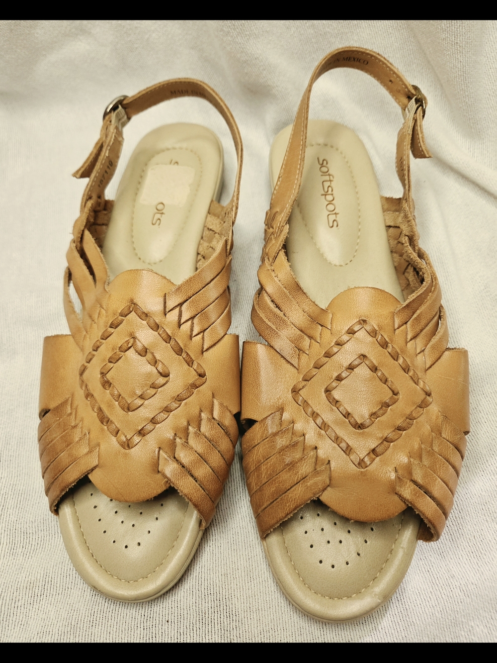 Softspots Women's Tan Woven Slingback Sandals